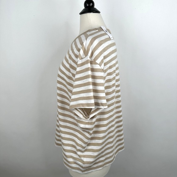 NWT GAP Forever Soft Tee XXL 20 Khaki Stripe Short Sleeve Crew Neck Foreversoft - Picture 6 of 11